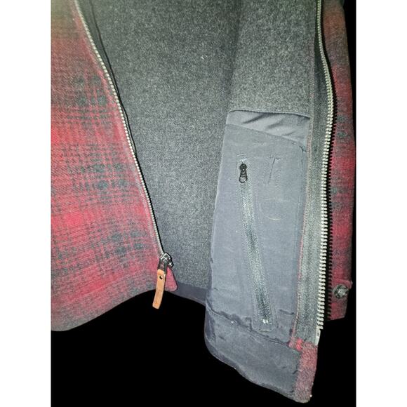 Woolrich Buffalo Check Plaid Wool Blend Hooded Jacket Women's Size Medium - Picture 4 of 7